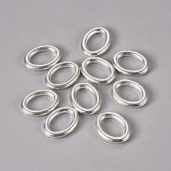 Tibetischen stil Verbinderringe, Bleifrei und Cadmiumfrei und Nickel frei, ovalen Ring, Silber Farbe, ca. 16 mm lang, 12.5 mm breit, 2.5 mm dick, Bohrung: 11x7 mm