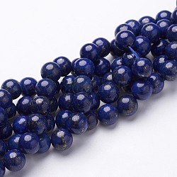 Grade A teints lapis lazuli naturelles perles brins, ronde, environ 8 mm de diamètre, Trou: 1mm, Environ 48 pcs/chapelet, 15.5 pouce