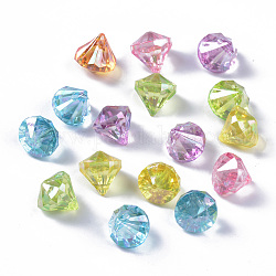 Charms de acrílico transparente, color de ab chapado, facetados, forma de diamante, color mezclado, 12x11mm, agujero: 1.6 mm