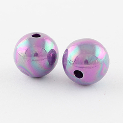 Solid Color Acrylic Beads, AB Color Plated, Round, Violet, 20mm, Hole: 2mm, about 115pcs/500g