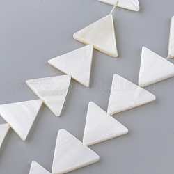 Natural Freshwater Shell Beads Strands, Triangle, Creamy White, 15~18x20~21.5x3~3.5mm, Hole: 1mm, about 21~24pcs/strand, 14.37 inch~14.96 inch