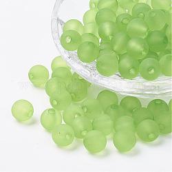 Transparent Acrylic Beads, Round, Frosted, Light Green, 8mm, Hole: 1.5mm, about 1820pcs/500g