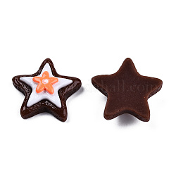 Undurchsichtige Cabochons aus Epoxidharz, Imitation Lebensmittel, Sterne Kekse, orange, 26x28x8 mm
