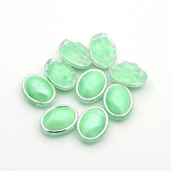 Coudre à l'acrylique taiwan, liens multi-brins, Accessoires de vêtement, ovale, vert clair, 17x13x8mm, Trou: 1mm
