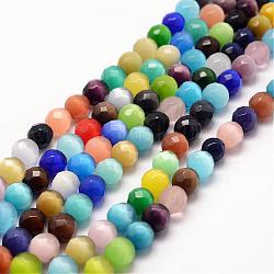 Katzenauge Perlen Stränge, facettiert, Runde, Mischfarbe, 12 mm, Bohrung: 1 mm, ca. 30 Stk. / Strang, 13.5 Zoll (34.2 cm)