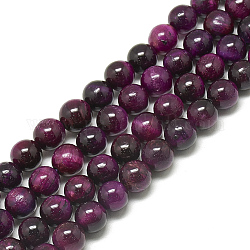 Natürlichen Tigerauge Perlen Stränge, gefärbt, Runde, lila, 4 mm, Bohrung: 0.5 mm, ca. 90~91 Stk. / Strang, 14.56~14.76 Zoll