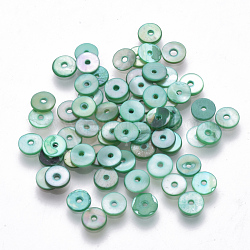 Shell perle naturali di acqua dolce, tinto, disco, verde mare chiaro, 6x1mm, Foro: 1.2 mm