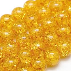 Buddhist Jewelry Beaded Findings Resin Imitation Amber Round Bead Strands, Gold, 6mm, Hole: 1mm, about 64pcs/strand, 15.35 inch