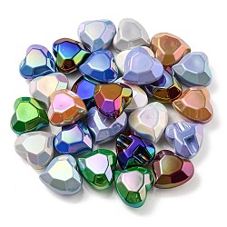 Placage uv perles acryliques irisées arc-en-ciel, cœur, couleur mixte, 22x23x13mm, Trou: 3.5mm