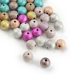 Perles acryliques laquées, Style mat, ronde, couleur mixte, 8mm, Trou: 2mm