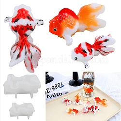 DIY Display Decoration Silicone Mold, Resin Casting Molds, For UV Resin, Epoxy Resin Jewelry Making, Goldfish, White, 55~76x37~49x26~35mm, 2pcs/set