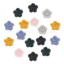 Handgemachtes Wollgarn Strickornamentzubehör, für DIY Basteln, Blume, Mischfarbe, 15~24x3~4 mm, 6 Farben, 5 Stk. je Farbe, 30 Stück / Set