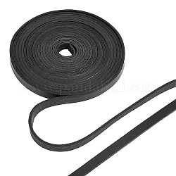 Cordón de cuero de vaca plano gorgecraft, para la fabricación de la joya, negro, 10.5x3mm