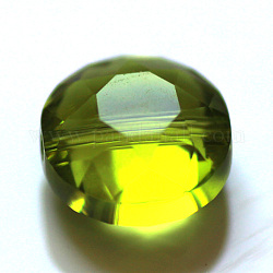Perles d'imitation cristal autrichien, grade AAA, facette, plat rond, vert jaune, 6x3.5mm, Trou: 0.7~0.9mm