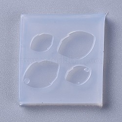 Moules en silicone pendant, moules de résine, pour la résine UV, fabrication de bijoux en résine époxy, feuille, blanc, 31x33x4mm, feuille: 10x7 mm et 15x10 mm, trou: 2.5 mm et 3.5 mm