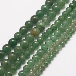 Grado ab naturales aventurina verde abalorios hebras, redondo, 4~8mm, agujero: 0.5~1 mm, aproximamente 49~96 pcs / cadena, 15.7 pulgada (40 cm)