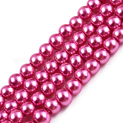 Backen gemalt pearlized Glasperlen runden Perle Stränge, Medium violett rot, 10~11 mm, Bohrung: 1.5 mm, ca. 85 Stk. / Strang, 31.4 Zoll1.5 mm