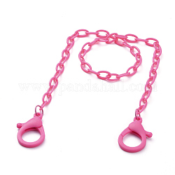 Collares personalizados de cadena de cable de plástico abs, cadenas de bolsos, con cierre de langosta, de color rosa oscuro, 18.97 pulgada (48.2 cm)