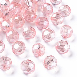 Perles en acrylique transparente, facette, football américain, rose, 14x13.5mm, Trou: 2mm, environ 330 pcs/500 g
