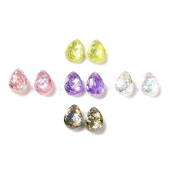 Resin Imitation Opal Cabochons, Single Face Faceted, Teardrop, Mixed Color, 8x6x4mm