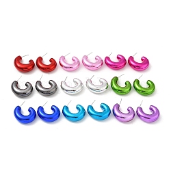 Boucles d'oreilles en acrylique donut, boucles d'oreilles demi-créoles avec 316 épingle en acier inoxydable chirurgical, couleur mixte, 33x11mm