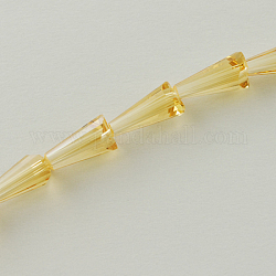 Glass Beads Strands, Faceted, Cone, Pale Goldenrod, 15x8x8mm, Hole: 2mm