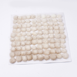 Décoration de boule de fourrure de vison faux, boule de pom pom, pour bricolage, blanc antique, 3~3.5 cm, environ 80 pcs / carte
