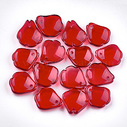 Vaporisez pendentifs en verre peint, Pétalin, rouge, 16x14~14.5x3.5mm, Trou: 1mm