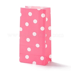 Rettangolari sacchetti di carta kraft, nessuna maniglia, sacchetti regalo, motivo a pois, rosa caldo, 9.1x5.8x17.9cm