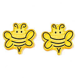 Полупрозрачные акриловые подвески, 3d напечатано, Пчелы, желтые, 34.5x33x3 мм, отверстие : 1.2 мм