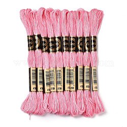 10 ovillo de hilo de bordar de poliéster de 6 cabos, hilos de punto de cruz, segmento teñido, color de rosa caliente, 0.5mm, aproximadamente 8.75 yarda (8 m) / madeja