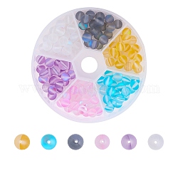 Pietre moon sintetiche perline fili, tinto, perle olografiche, metà di colore ab placcato, smerigliato, tondo, colore misto, 6mm, Foro: 1 mm, 120pcs/scatola