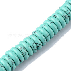 Chapelets de perles en turquoise synthétique, disque, 12x3.5~4mm, Trou: 1.4mm, Environ 51 pcs/chapelet, 7.48~8.19 pouce (19~20.8 cm)