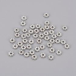 Tibetan Style Spacers, Lead Free & Cadmium Free, Plated with Platinum, 4.5mm in diameter, 1mm thick, Hole: 1mm
