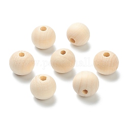 Perle di legno non finite naturali, perle rotonde in legno sciolte, grano, 19x17.5mm, Foro: 5.5 mm, circa 240pcs/500g