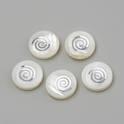 Shell perle naturali di acqua dolce, round piatto e vortice, platino, 15~15.5x4~5mm, Foro: 1 mm