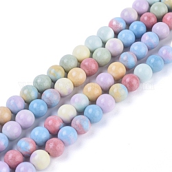 Chapelets de perles en jaspe arc-en-ciel rouge, teinte, ronde, 8mm, Trou: 0.8mm, Environ 53 pcs/chapelet, 15.75 pouce (40 cm)