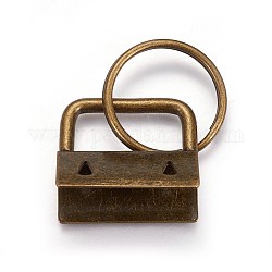 Гальваническое кольцо из железа, брелок для ключей, с концами ленты, античная бронза, Конец: 23~24x26~27x13~14 mm, Кольцо: 24x2.5 mm
