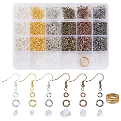 DIY Earring Making Finding Kit, Including Brass Earring Hooks & Jump Rings & Ring Tools, Plastic Ear Nuts, Tweezers, Mixed Color, 3568Pcs/box