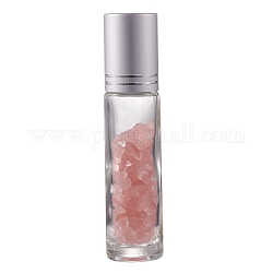 Flaconi a sfera con perline di quarzo rosa naturale, bottiglie di olio essenziale ricaricabili in vetro, 86x19mm, 10 pc / set