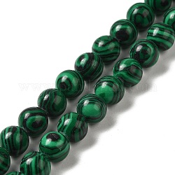 Brins de perles teintes en malachite synthétique, ronde, vert foncé, 8mm, Trou: 1.2mm, Environ 47~48 pcs/chapelet, 14.96''~15.16'' (38~38.5 cm)