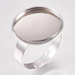 304 impostazioni dell'anello del rilievo in acciaio inox, regolabile, rotondo e piatto, colore acciaio inossidabile, vassoio: 16mm, dimensione 7 (17 mm)