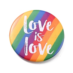 Liebe ist Liebe Regenbogenbrosche aus Eisen, Flache runde Pridenadel, Farbig, 44x8 mm, Stift: 0.7 mm