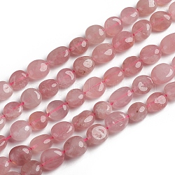 Granos naturales de abalorios de cuarzo rosa, piedra caída, pepitas, 10~15x7.5~11.5x7.5~12.5mm, agujero: 1 mm, aproximamente 36 pcs / cadena, 15.67 pulgada (39.8 cm)