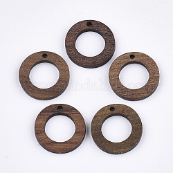 Pendenti in legno di noce, anello, sella marrone, 18x2.5~3mm, Foro: 1.6 mm