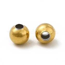 304 de acero inoxidable cuentas redondas, dorado, 4x3.5mm, agujero: 1.5 mm
