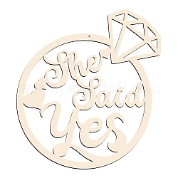 AHANDMAKER She Said Yes Diamond Ring Wooden Sign Wedding Party Decoration Wood Letters Sign Decorations Photo Booth for Wedding Hanging Wall Decorative Plate Bachelorette Wedding, 11.8 inch