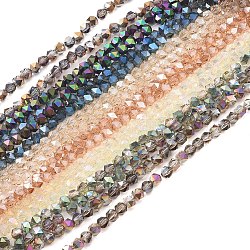 Chapelets de perles en verre électroplaqué, facette, ronde, couleur mixte, 6x6x5mm, Trou: 1.2mm, Environ 100 pcs/chapelet, 19.3 pouce (49 cm)