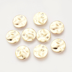 Brass Charms, Wavy Spacers, Nickel Free, Real 18K Gold Plated, Flat Round, Golden, 10x1mm, Hole: 1mm