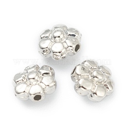 Perline in lega,  cadmio& piombo libero, fiore, Vero platino placcato, 6.5x6.5x4mm, Foro: 1 mm